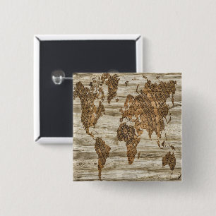 Braune Weltkarte Button