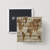 Braune Weltkarte Button (Vorne & Hinten)