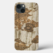 Braune Weltkarte Case-Mate iPhone Hülle (Rückseite)