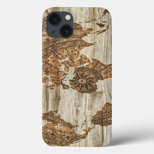 Braune Weltkarte Case-Mate iPhone Hülle (Rückseite)