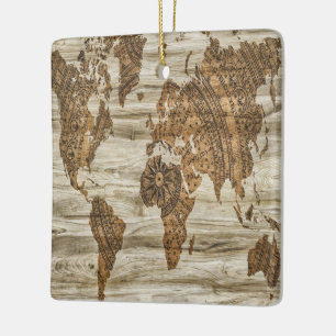 Braune Weltkarte Druck Keramikornament