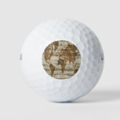 Braune Weltkarte Golfball (Vorderseite)
