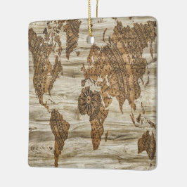 Braune Weltkarte Keramikornament