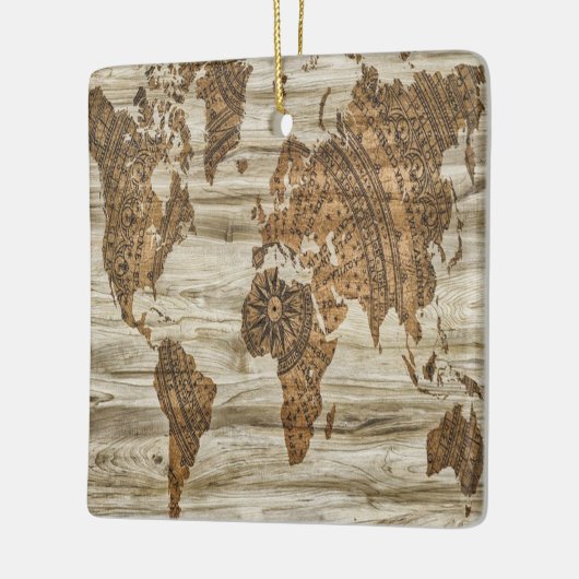 Braune Weltkarte Keramikornament (Links)