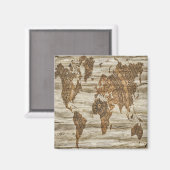 Braune Weltkarte Magnet (Vorderseite/Rückseite)