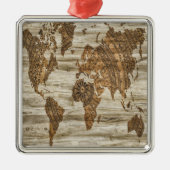 Braune Weltkarte Ornament Aus Metall (Vorne)