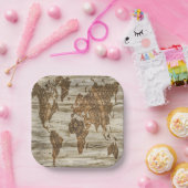 Braune Weltkarte Pappteller (Party)