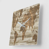 Braune Weltkarte Quadratische Wanduhr (Winkel)