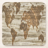 Braune Weltkarte Rechteckiger Pappuntersetzer (Vorderseite)