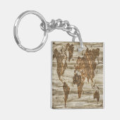 Braune Weltkarte Schlüsselanhänger (Vorderseite links)