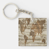 Braune Weltkarte Schlüsselanhänger (Vorderseite)