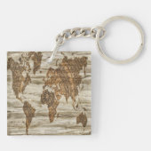 Braune Weltkarte Schlüsselanhänger (Rückseite)