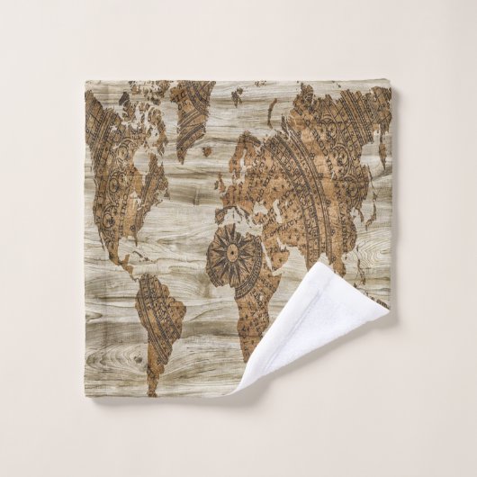 Braune Weltkarte Waschlappen (Waschlappen)