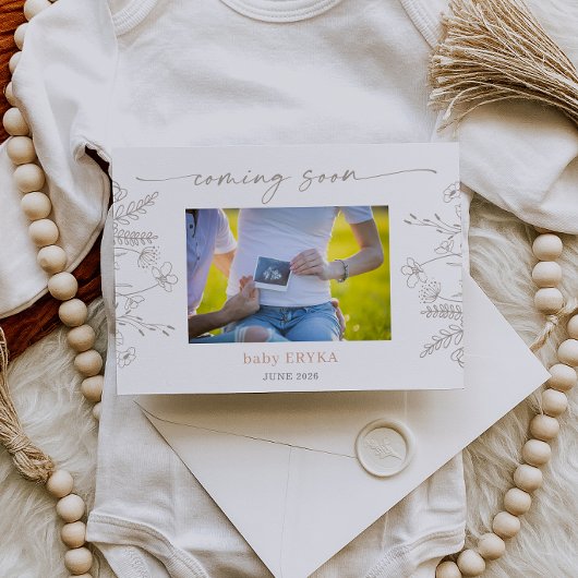 Braune Wildblumen Boho-Schwangerschafts-Ankündigun Einladung