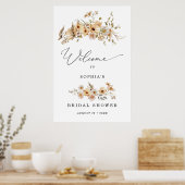 Braune Wilde Blumen Brautparty Willkommen Poster (Küche)