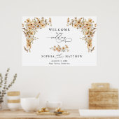 Braune Wilde Blumen Willkommen Hochzeit Poster (Küche)
