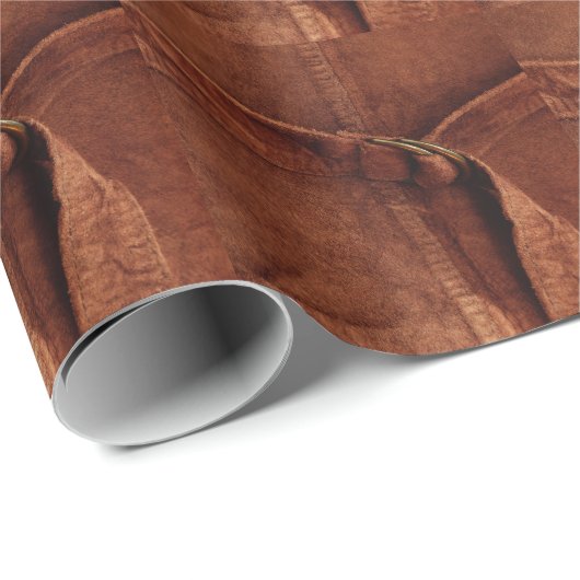 Braune Wildleder mit Gurte und Verschluss Geschenkpapier (Rolleneckpunkt)