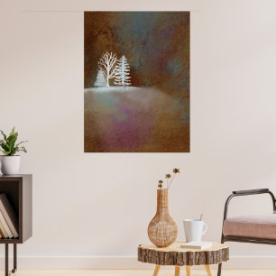 Braune Winternachtsschneebaum Poster