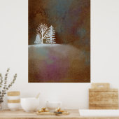 Braune Winternachtsschneebaum Poster (Küche)