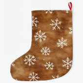 Braune Winterschneeflocken Großer Weihnachtsstrumpf (Rückseite)