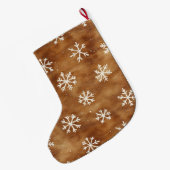 Braune Winterschneeflocken Großer Weihnachtsstrumpf (Rückseite (Hängend))