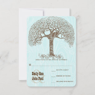 Braune Wirbelbaum-Aqua-Holzkorn Hochzeits-RSVP RSVP Karte