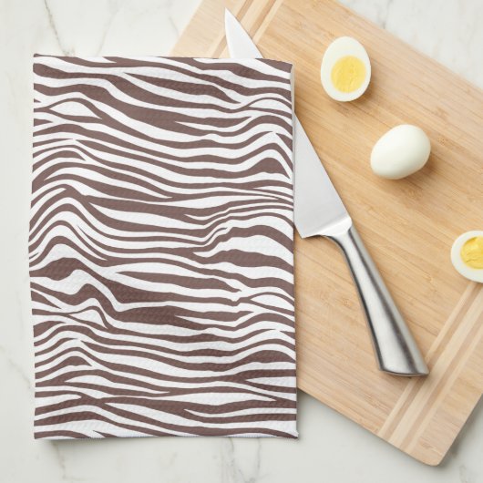 Braune Zebra-Streifen Geschirrtuch (Viertel Falte)