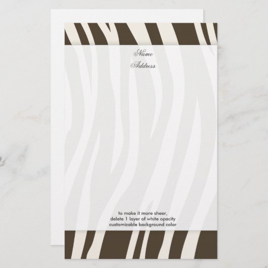 Braune Zebra Streifen Hintergrundfarbe!! Briefpapier (Vorne/Hinten)