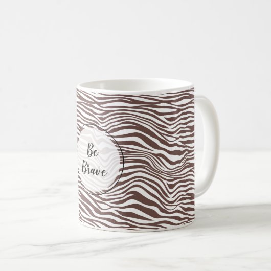 Braune Zebra-Streifen Kaffeetasse (VorderseiteRechts)