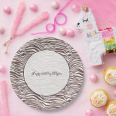 Braune Zebra-Streifen Pappteller (Party)