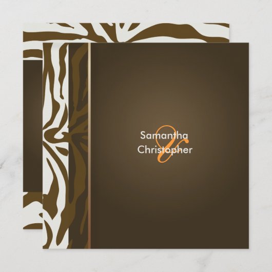 Braune Zebrastreifen/Einladung zum Hochzeitsfeiern Einladung (Vorne/Hinten)