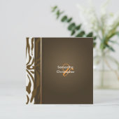 Braune Zebrastreifen/Einladung zum Hochzeitsfeiern Einladung (Stehend Vorderseite)