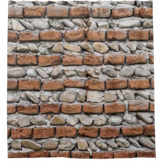 Braune Ziegelmauer Duschvorhang (Vorderseite)