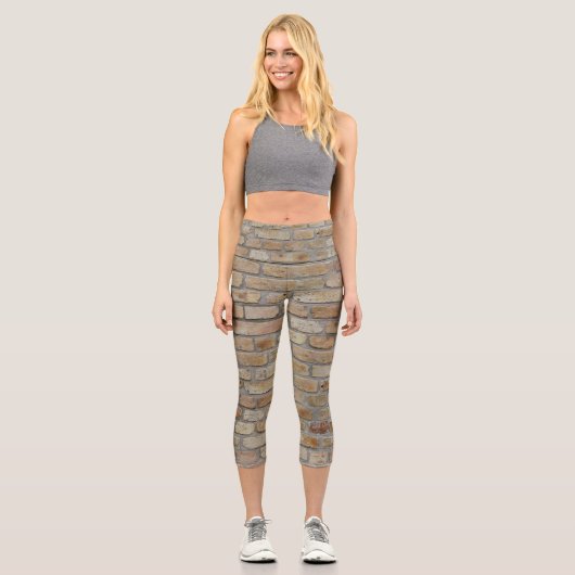 Braune Ziegelmauer - Neuartiges Design Capri Leggings (Vorderseite)