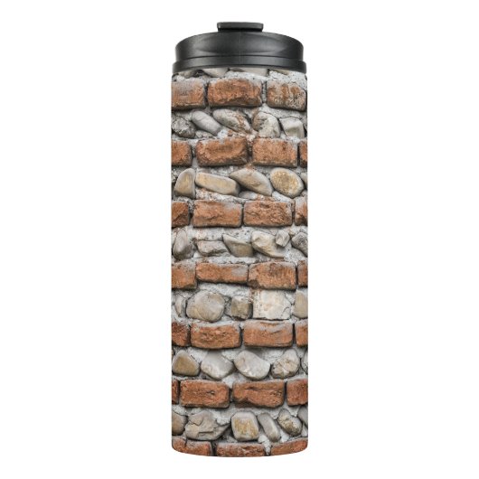 Braune Ziegelmauer Thermosbecher (Vorderseite)