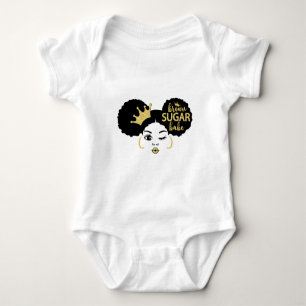 Braune Zucker-Babe in Schwarz und Gold Baby Strampler