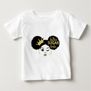 Braune Zucker-Babe in Schwarz und Gold Baby T-shirt