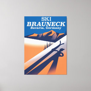 Brauneck Bayern, Vintages Skiposter. Leinwanddruck