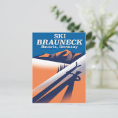 Brauneck Bayern, Vintages Skiposter. Postkarte (Stehend Vorderseite)
