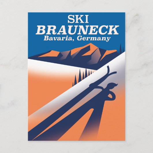 Brauneck Bayern, Vintages Skiposter. Postkarte (Vorderseite)