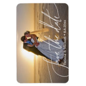 Bräunen und Bräutigam am Strand, Save the Date, na Magnet (Vertikal)