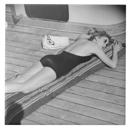 Bräunende Frau Sun Fliese (Vorderseite)