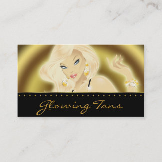 Bräunender Salon-hübsches blondes Frauen-Gold Visitenkarte