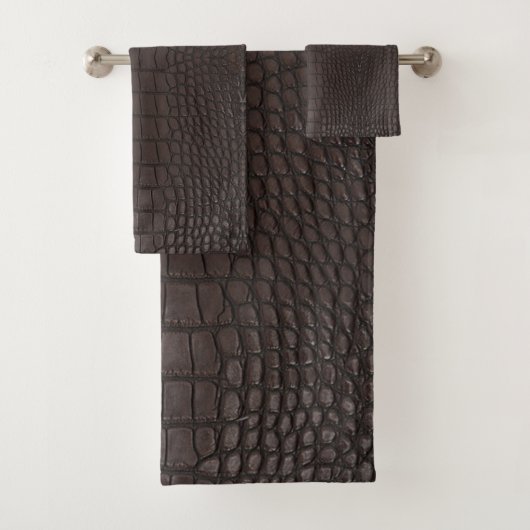 Brauner Alligator Textur Print Badhandtuch Set (Insitu)