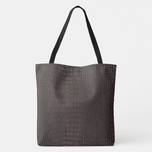 Brauner Alligator Textur Print Tasche (Rückseite)