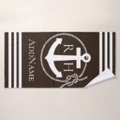 Brauner Ankerseil Streifen Custom Bath Handtuch Badehandtuch (Badehandtuch)