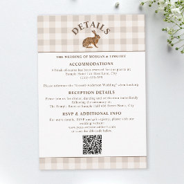 Brauner Aquarell-Hase auf beigem Gingham-Rostlook Begleitkarte