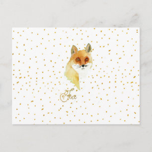Brauner Aquarellfuchs Imitate Glitzer Punkte Postkarte
