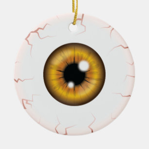 Brauner Augapfel mit individuellem Namen Frohes Ha Keramik Ornament