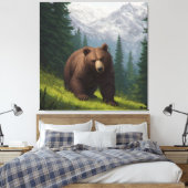 Brauner Bär auf einer Wiese Leinwanddruck (Insitu (Schlafzimmer))